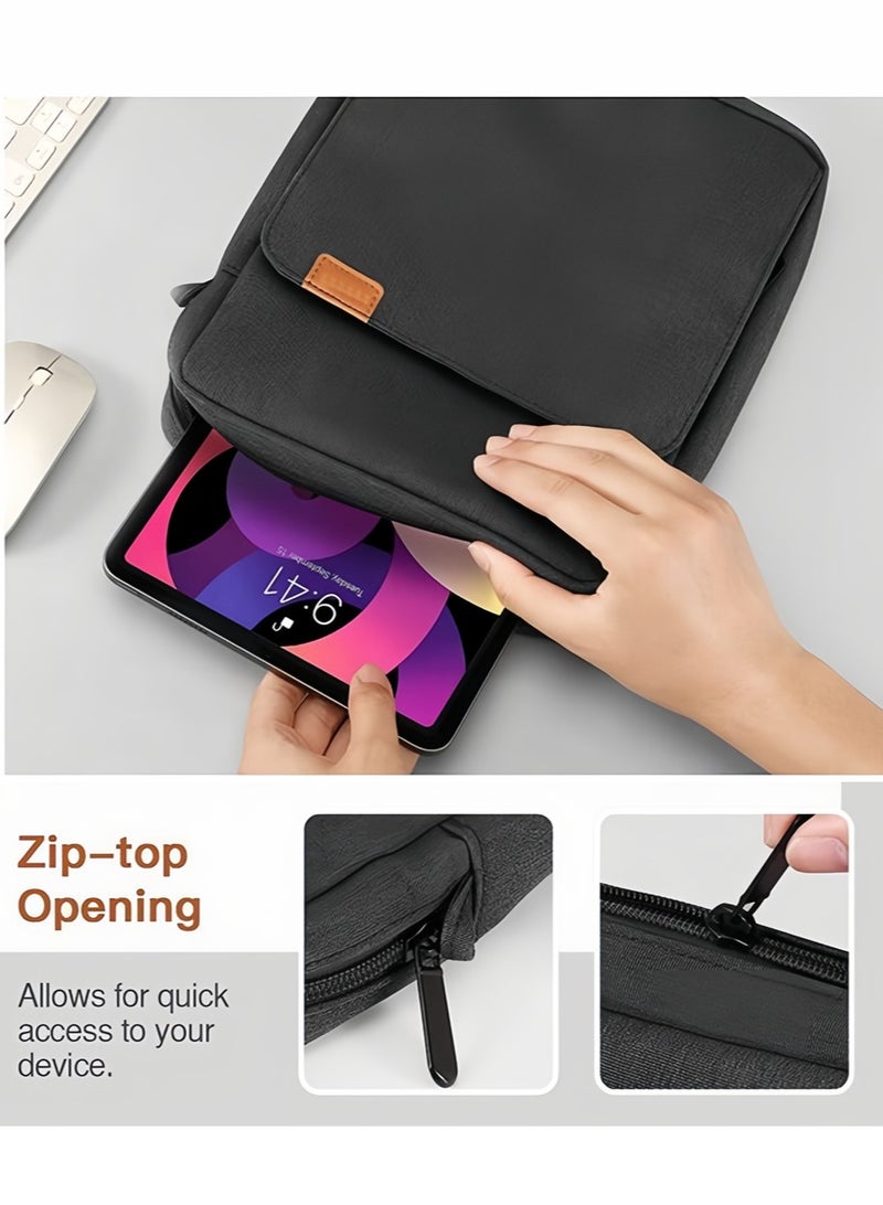 Nadrab 13-14.1 Inch Laptop Sleeve Bag, Internal 33x24.2x5cm, Fits MacBook Air 13.6" M5 2026 / MacBook Pro 14.2" M5 2026, iPad Pro 13" M5, Huawei MatePad Pro 13.2", Shockproof Carrying Case with Handle & Strap，black - Image 3